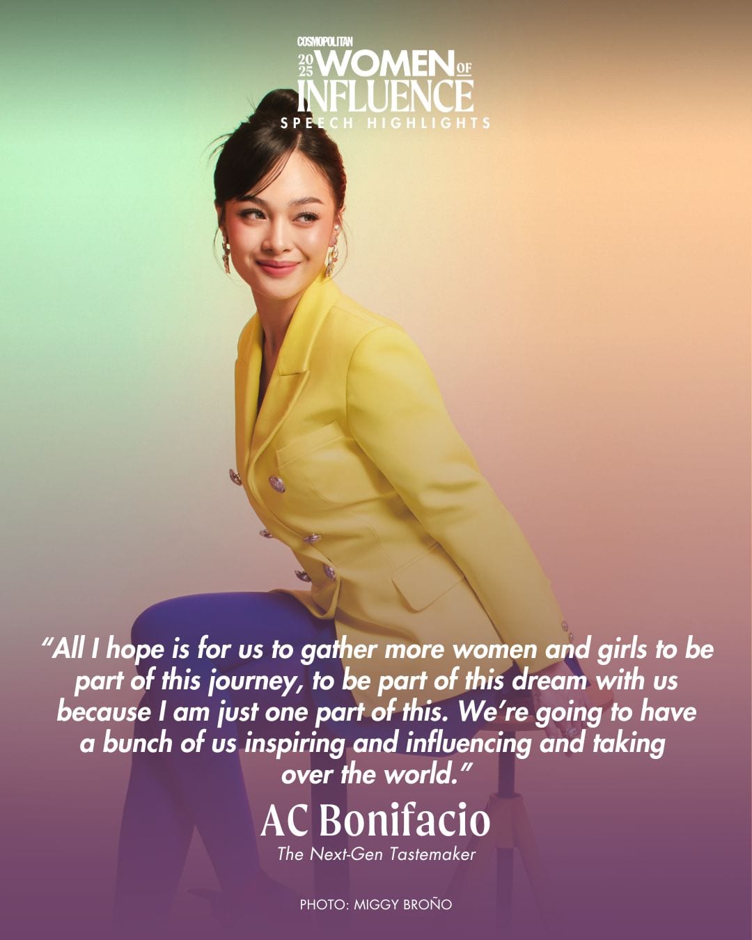Cosmopolitan Philippines' Women of Influence 2025 awardee ac bonifacio's speech